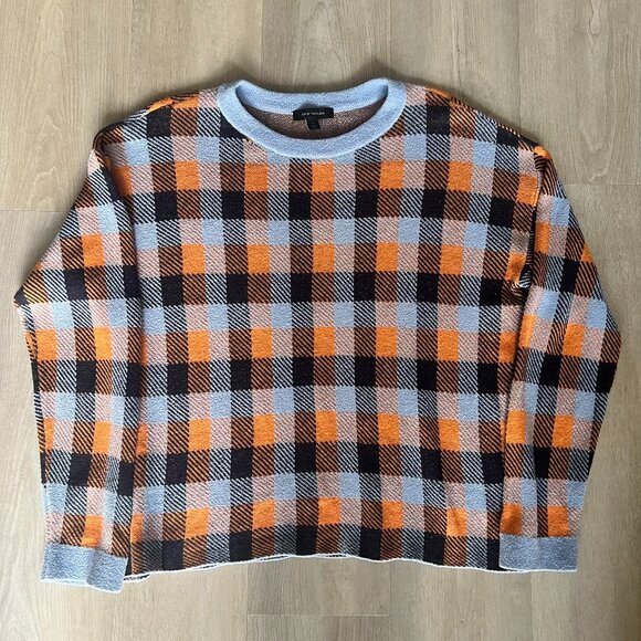 Ann Taylor Womens Multicolor Buffalo Plaid Pullover Sweater Sz Large Cozy Soft - Picture 1 of 7